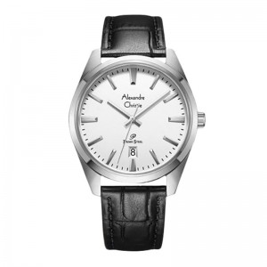 Alexandre Christie AC 1035 Silver White Leather Man MDLSSSL